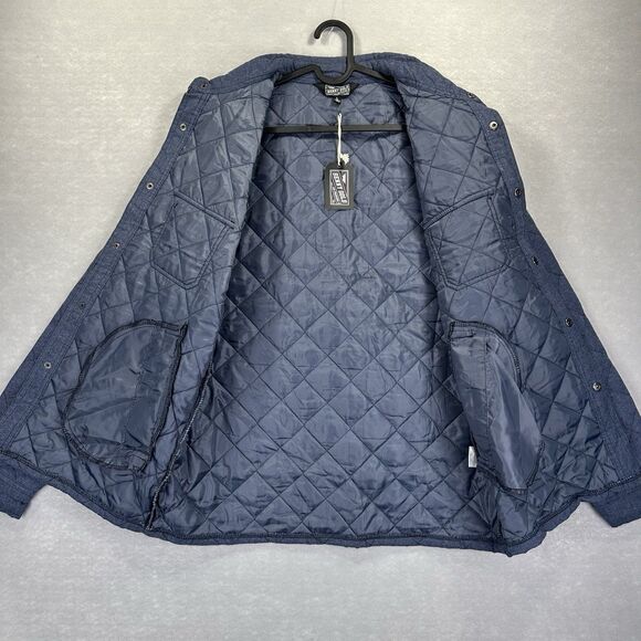 NWT Benny Gold Quilted Snap Large Long Sleeve Shirt Jacket Shacket Blue Men’s - Picture 10 of 12